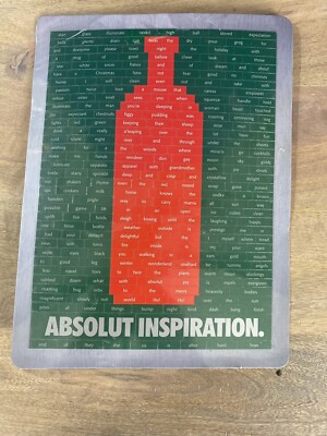 ABSOLUT VODKA ''INSPIRATION'' CHRISTMAS WORD PUZZLE MAGNET AD 1996 Sealed