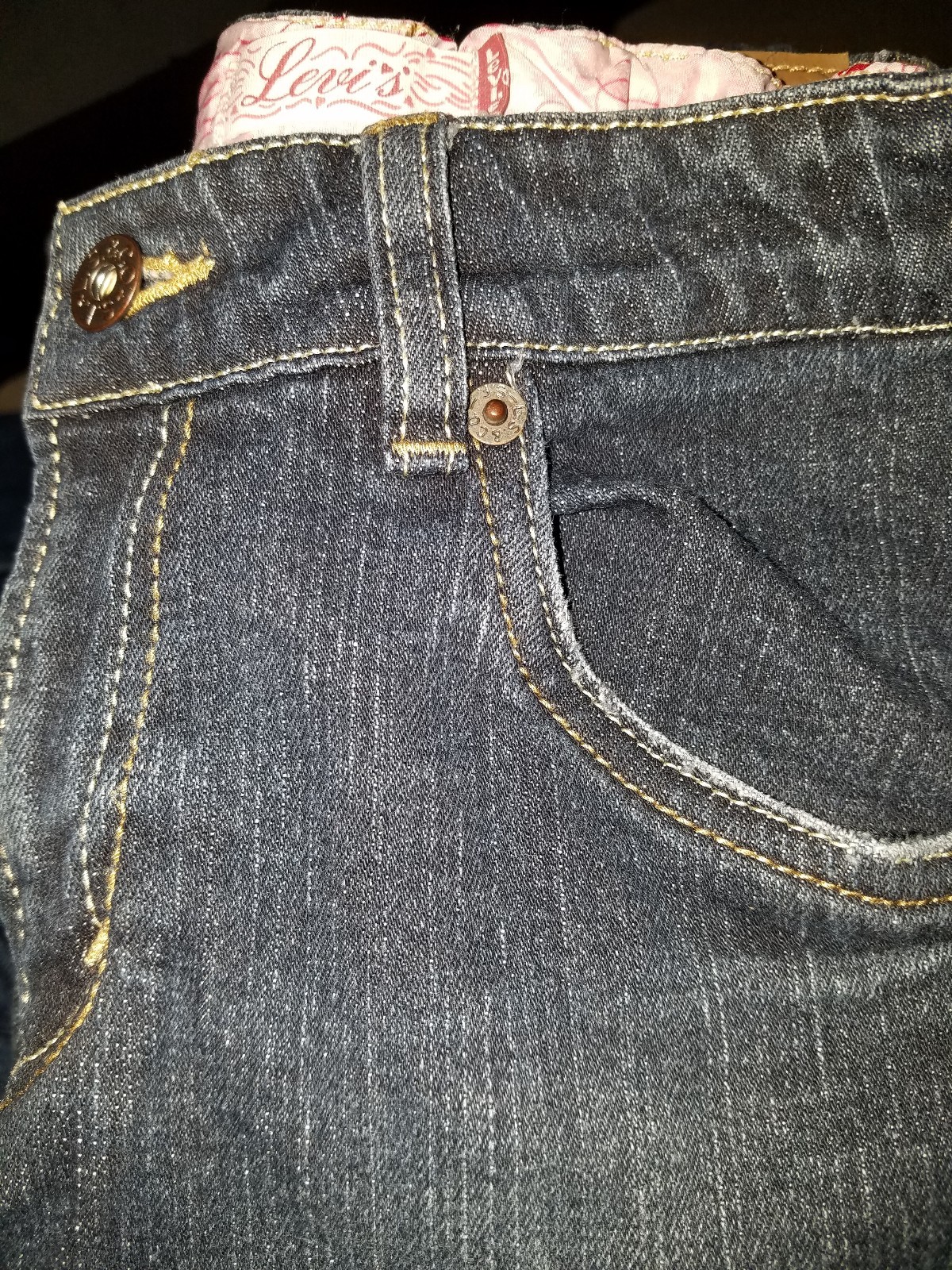 Girls Levi's Denim Jeans Size 14 Regular Fit Dark Indigo Wash Red Tag Zippered