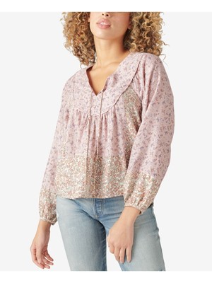 

Женский крестьянский топ LUCKY BRAND фиолетового цвета с завязками на манжетах и рукавами 3/4, размер, Фиолетовый