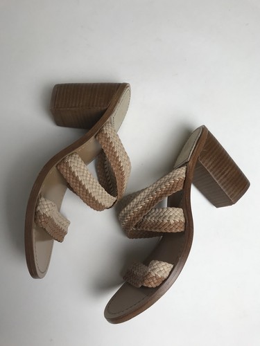 JOIE 36.5 Women’s What’s Going On Braided Heeled Sandals Mules Brown 3.5”