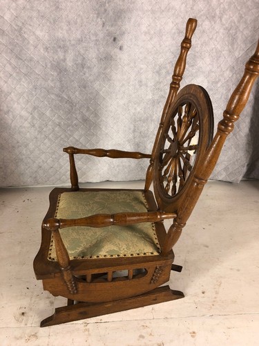 antique rocking chair skillfully made from a spinning wheel SEE ALL PICTURES