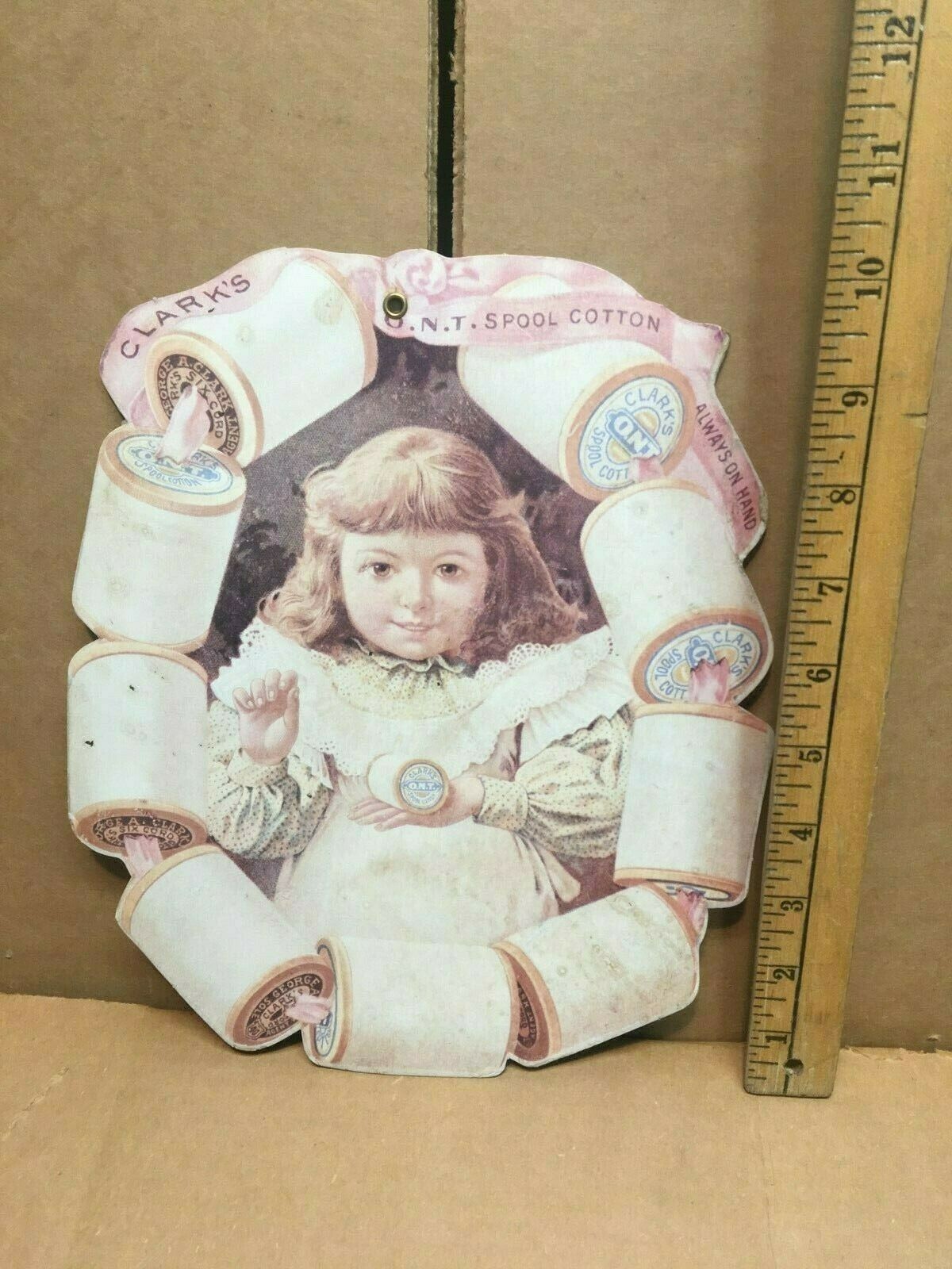 Clark's Spool Cotton Thread Reprint Sign Victorian 8 and 3/4