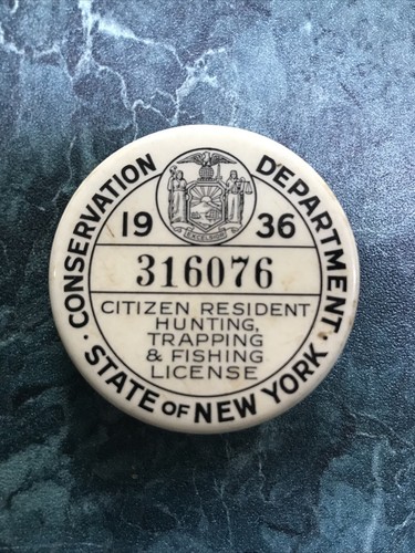 Vintage 1936 New York State Citizen Resident Hunting, Trapping & Fishing License