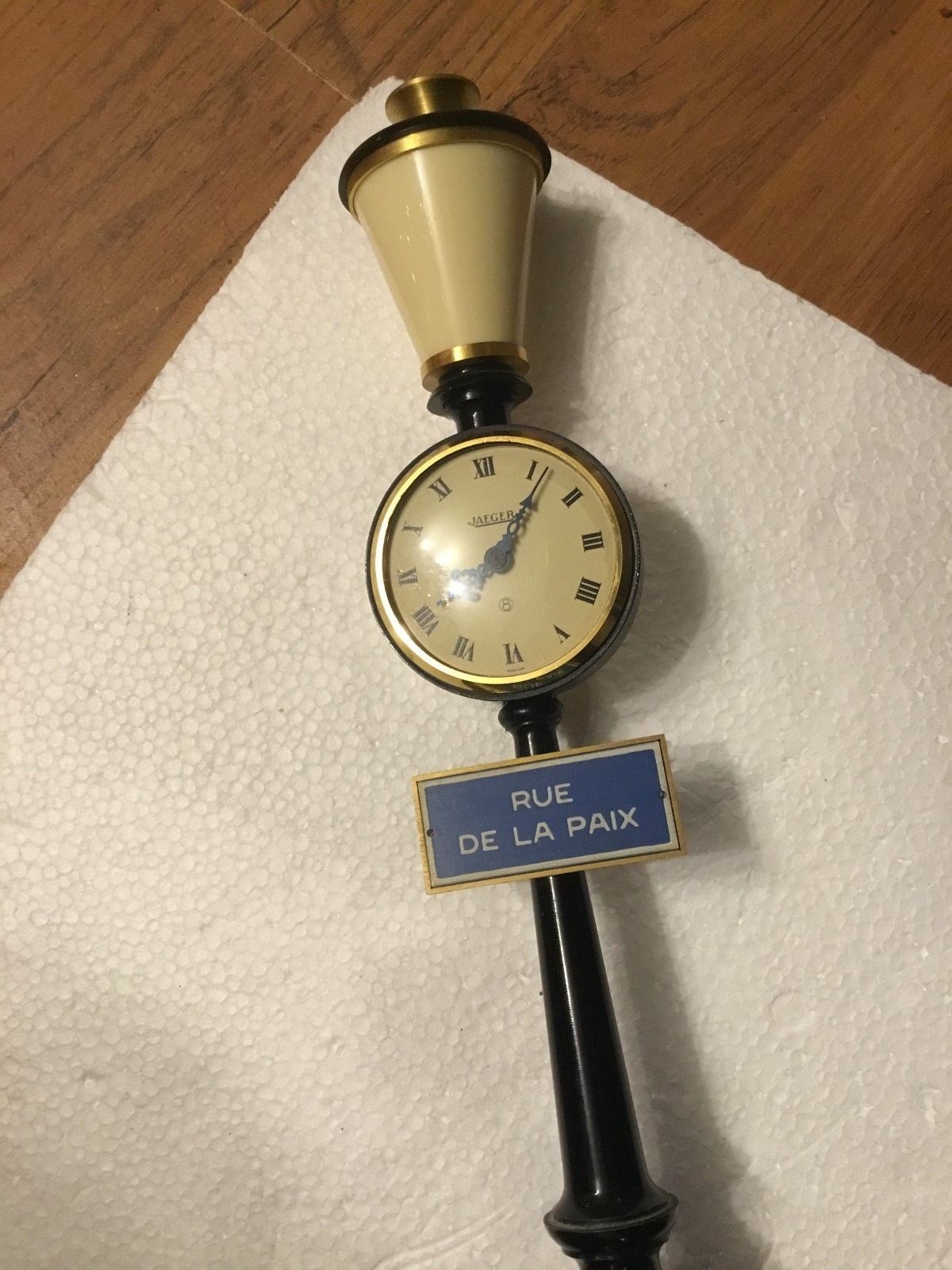 Rare Vintage Jaeger LeCoultre Rue De La Paix Street Light 8 Day Clock 7 Jewels