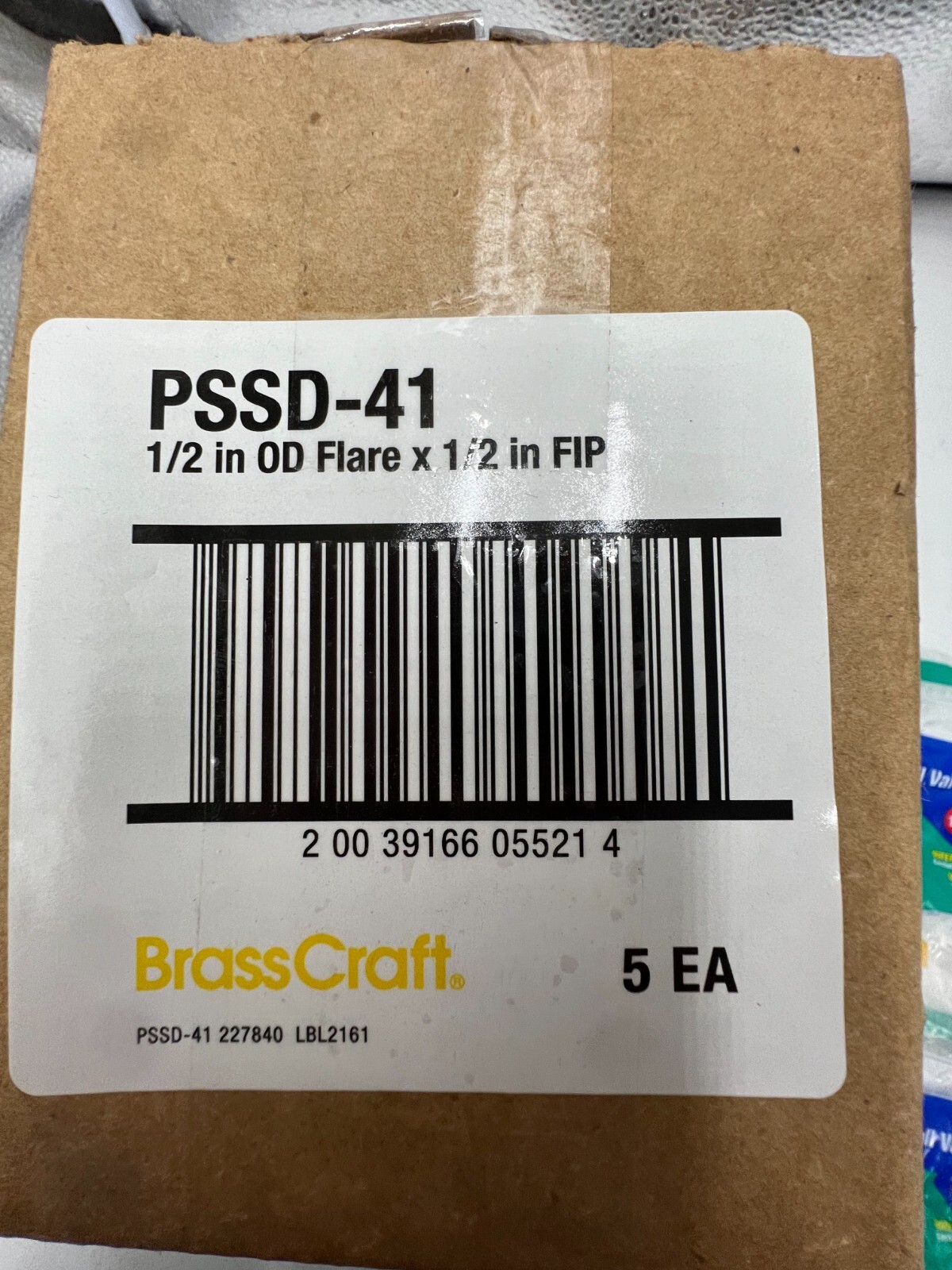 5 PACK - Brass Craft PSSD-41 Plumb Shop Gas Ball Valve 1/2" OD FLARE X 1/2" FIP