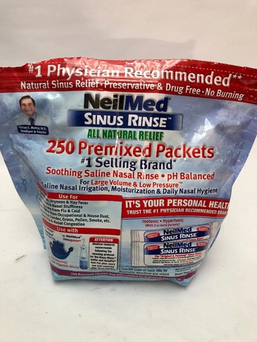 NeilMed 250 PREMIXED PACKETS SINUS RINSE RELIEF NEW ALLERGY DRY NOSE THERAPY FLU
