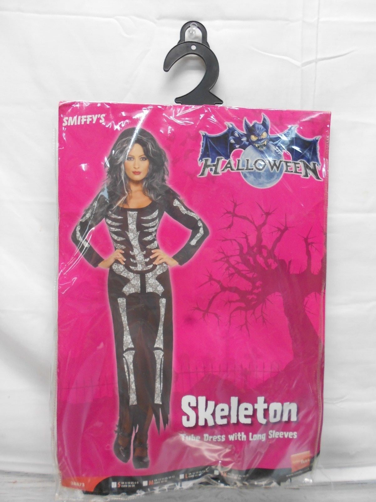Smiffy's Women's Skeleton Costume Tube Dress with Long Sleeves # Small