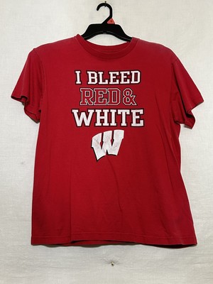 Wisconsin Badgers Bucky Badger Men s Small S T-Shirt I Bleed Red & White NCAA