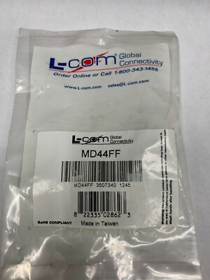 L-COM MD44FF Feed-Thru Adapter, Mini DIN 4, Female / Female
