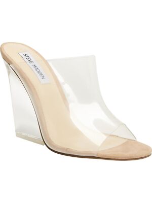 

STEVE MADDEN Женские босоножки без шнуровки на танкетке с прозрачным каблуком Evolve Round Toe, Ясный, EVOLVE