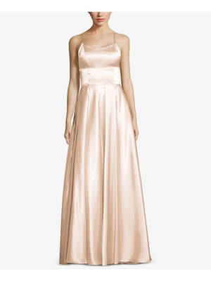 

BETSY - ADAM Женское розовое длинное вечернее платье с круглым вырезом и вырезом на бретельках розового цвета, Розовый