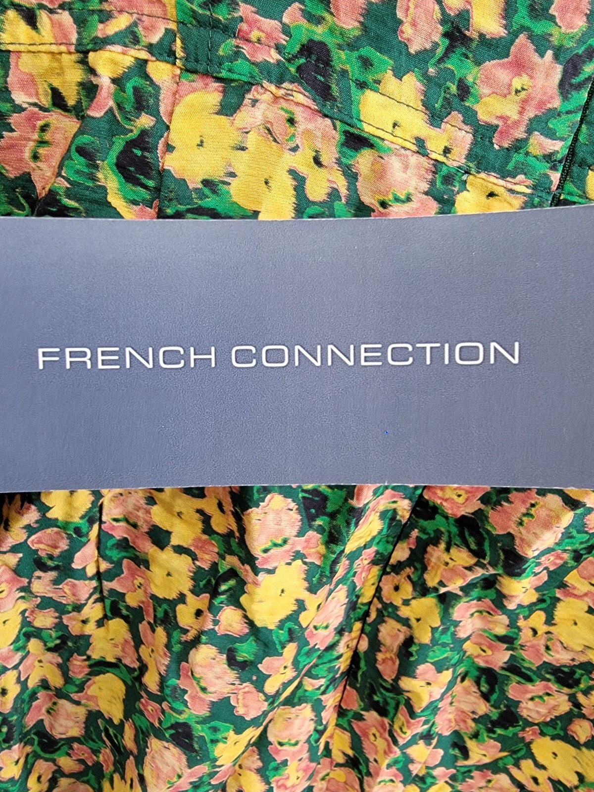 French Connection Aleezia Flavia Floral A-Line Dress Women's 4 Forest Green L/S - Picture 18 of 19