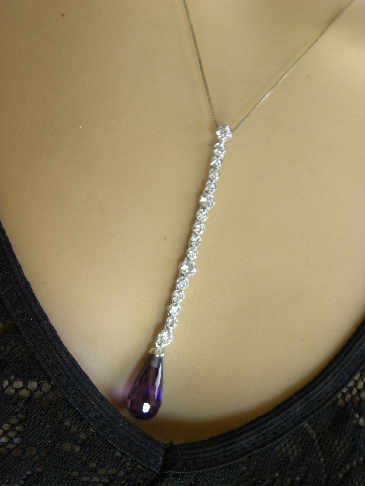 CRYSTAL,STERLING SILVER PENDANT & CHAIN NECKLACE  EARRINGS SET 17