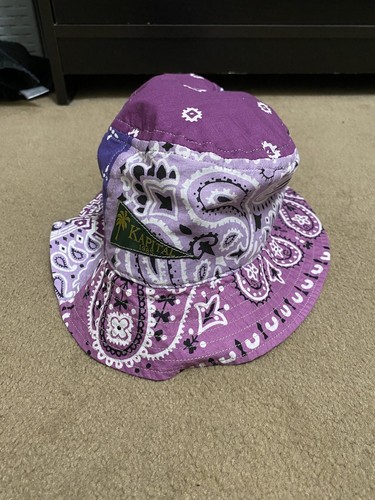 Purple Kapital Bandana Patchwork Short Brim Bucket Hat