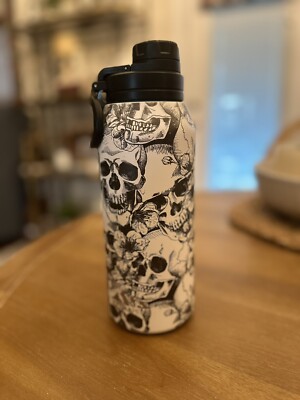 HydraPeak Skulls & Flowers Artisan 32oz Wide Mouth Chug Steel Insulated Bottle