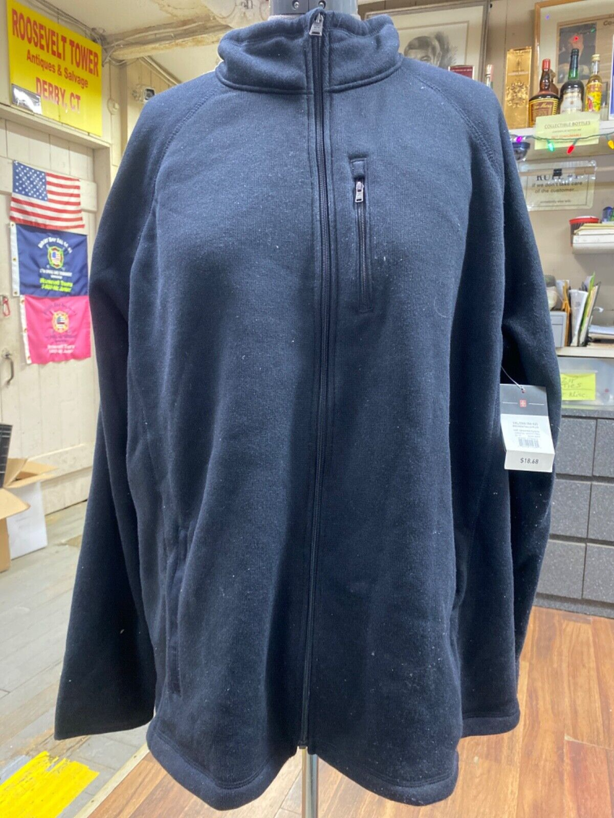NEW - Swiss Tech Men's Fleece Jacket Black Full Zip Size 2XL(50-52