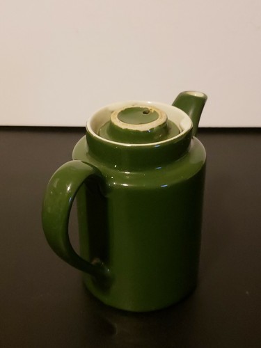 VINTAGE PERSONAL Size Green Teapot HALL Pottery Ceramic With Cover EUC