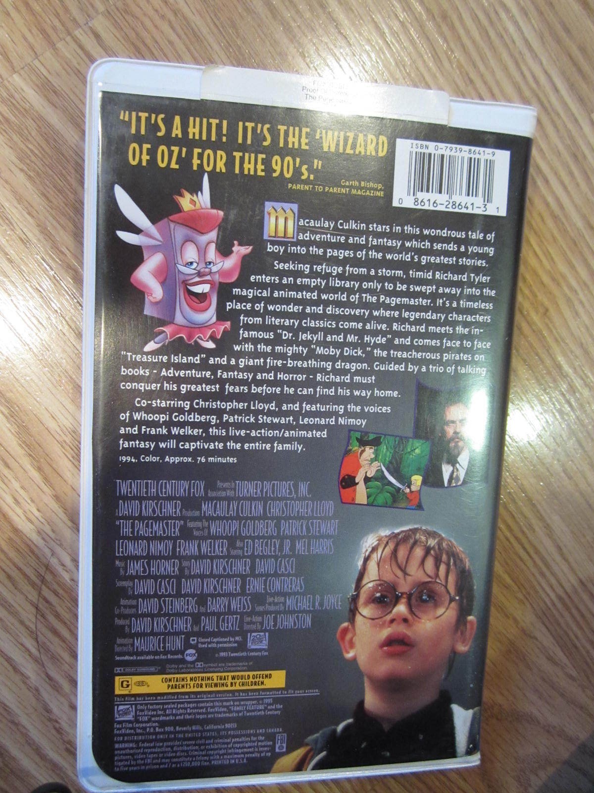 Classic Family Feature Film Macaulay Culkin in The Pagemaster VHS Video Tape