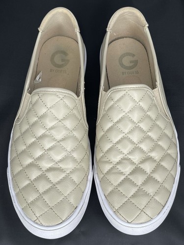 Guess Women's Quilted Slip On Shoes Taupe Size 9.5 Used Sneaker Low Top Casual