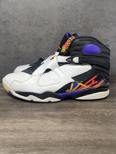 靴 Nike Air Jordan 8 Retro \"Three Peat\" Nike Air Jordan 8 Retro Three-Peat White Black Concord
