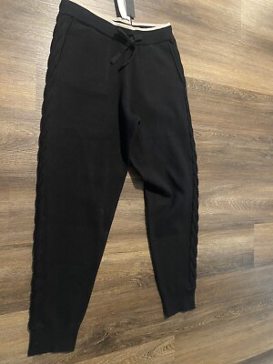 NWT $158 Monrow Black Off White Ribbed Sweater Pants Size M