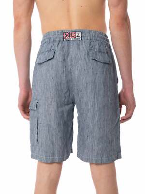 Pre-owned Mc2 Saint Barth Striped Denim Color Linen Bermuda Shorts In Blue