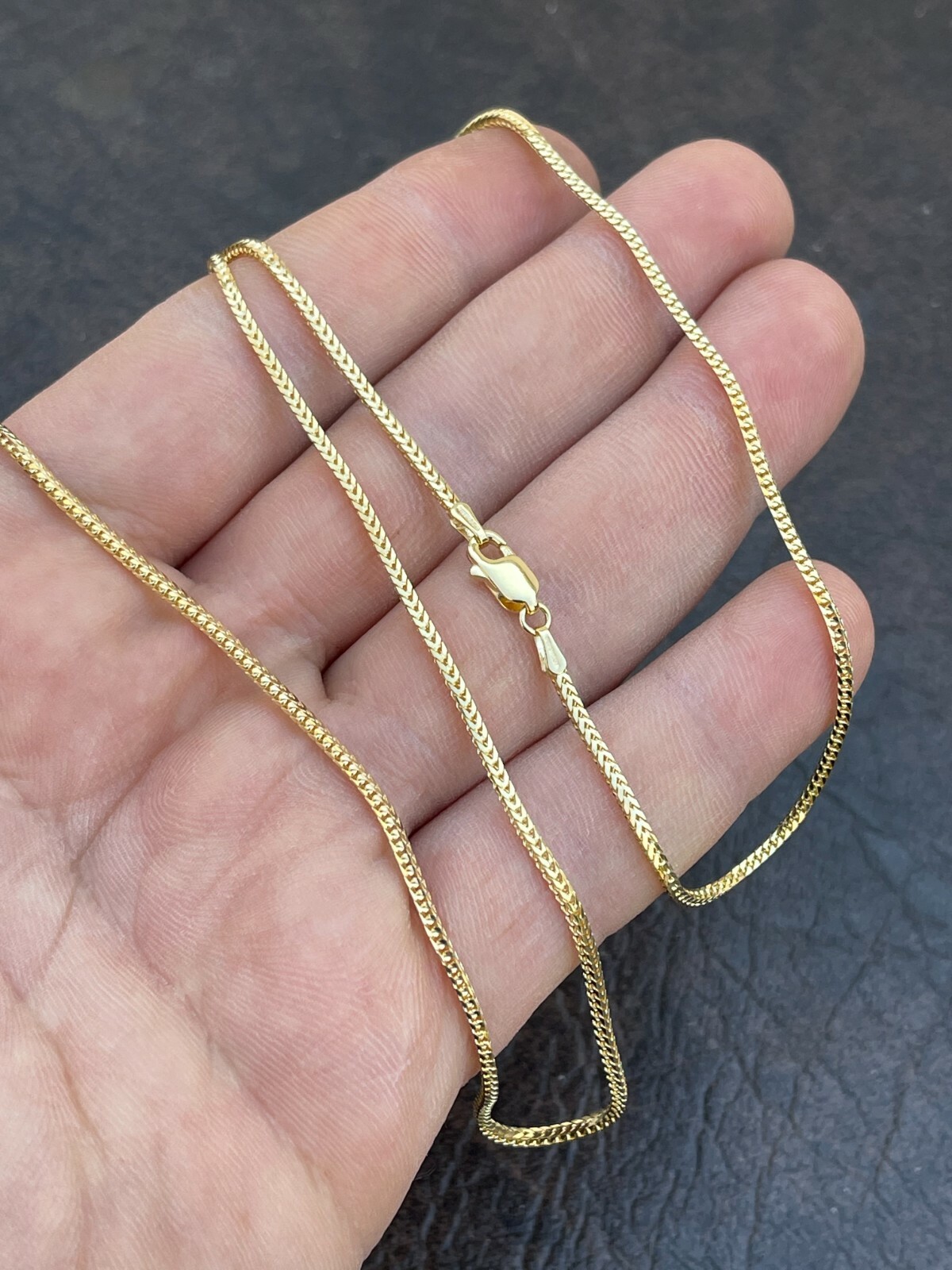 Pre-owned Necklace Solid 14k Gold Franco Link Chain 1.5mm  For Pendant Mens Ladies 16-24"