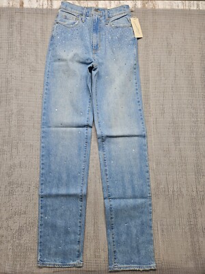 Universal Thread  Women's High-Rise Embellished 90's Straight Jeans Size 0L Blue