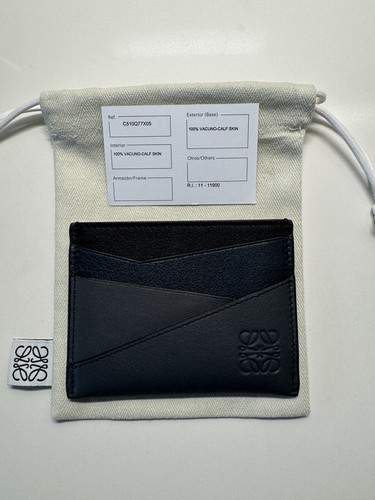 Pre-owned Loewe Puzzle Plain Cardholder/wallet (classic Calfskin, Navy & Anthracite) In Multicolor