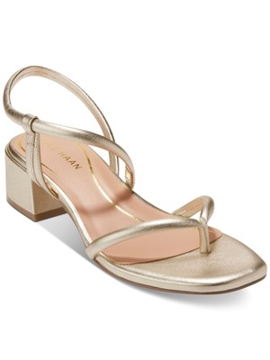Женские босоножки-стринги COLE HAAN с золотистой застежкой Calli, кожаные босоножки-стринги без застежки на каблуке 7 B