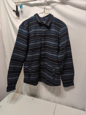 Marine Layer Women's Dark Navy Baja Striped Shacket Medium 