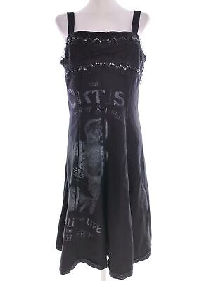 Epilogue  Size 40 Black Midi A-Line Dress Wool Sleeveless Lace Embroidery