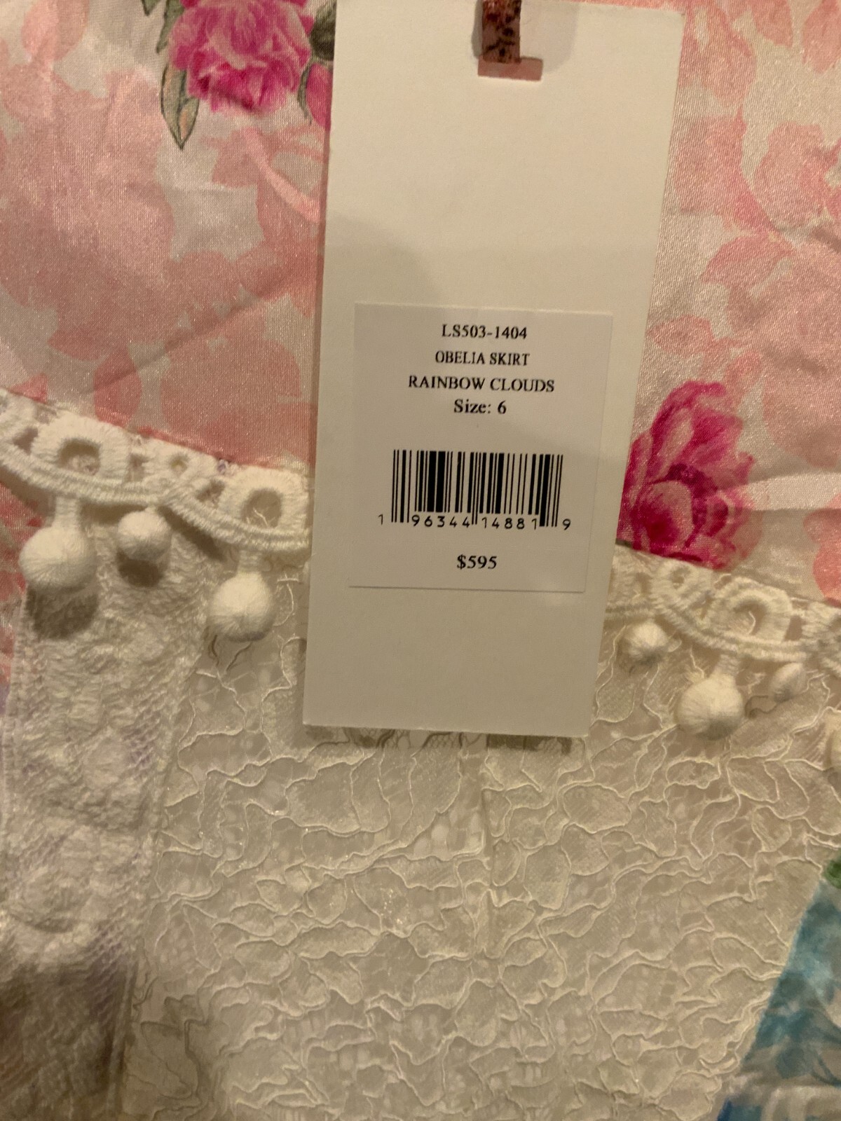 Pre-owned Loveshackfancy Women's Obelia Skirt, Style Ls503-1404, Size 6, Rainbow Cloud