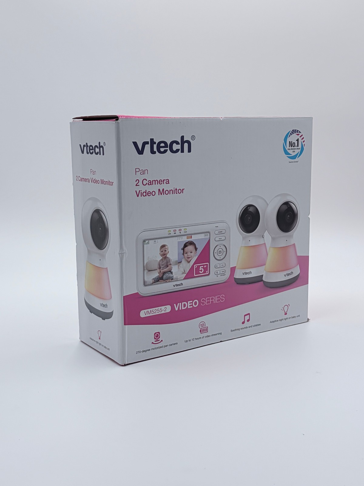 Vtech 2 VM5255-2 Camera Video Monitor With Pan Zoom & Night Light & monitor NEW