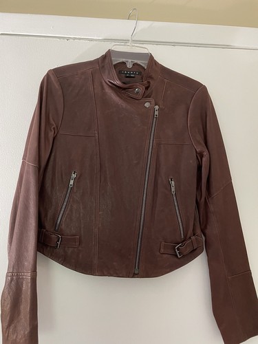 ジャケット・アウター Theory sheep leather jacket black Black Leather Casual Moto Jacket | Theory