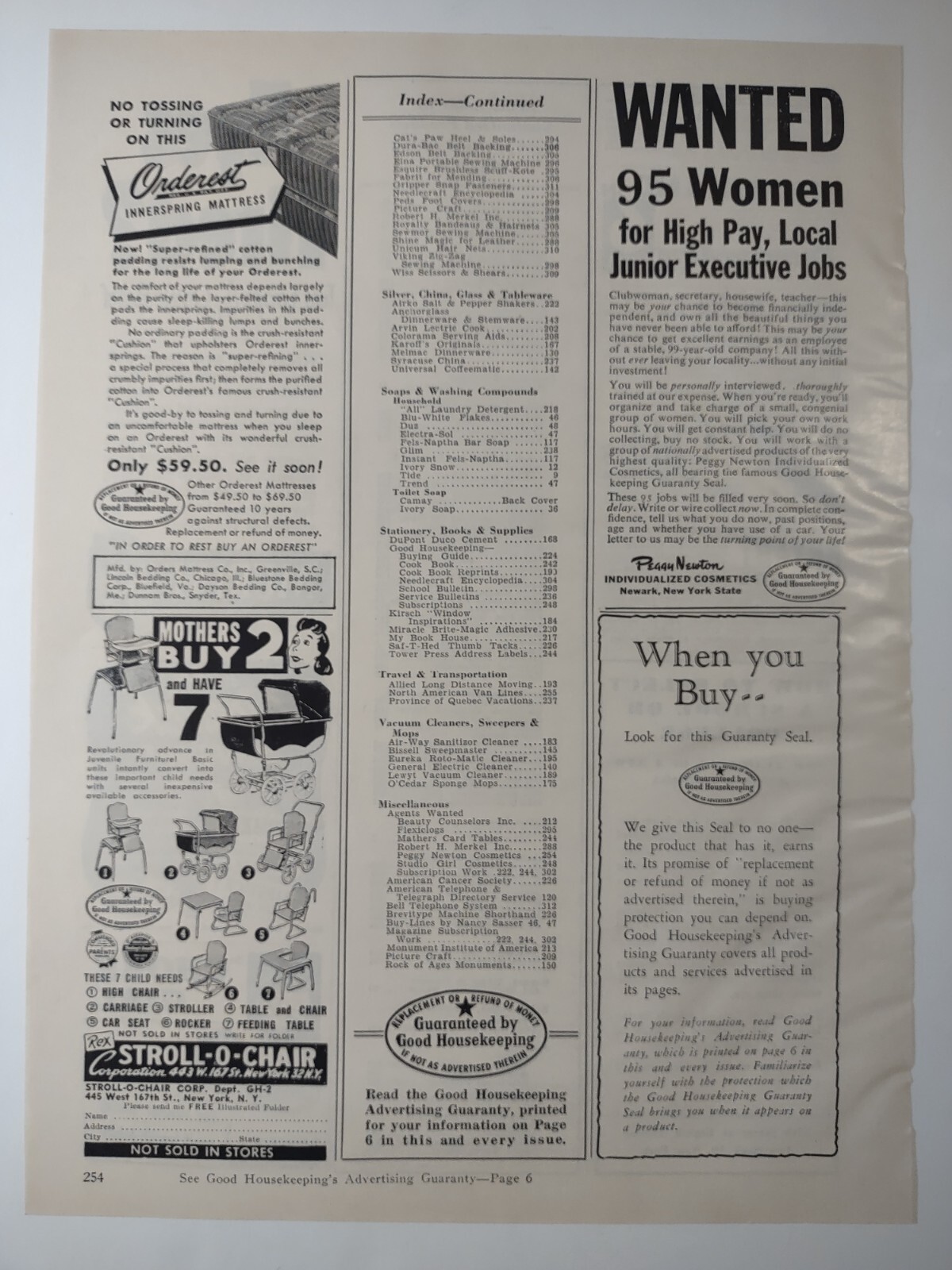 Vintage 1950s Print Ad Good Housekeeping Adverts Orderest Stroll O Chair