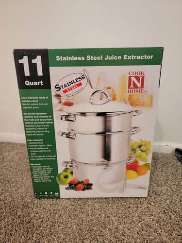 Cook N Home Basic Fruit Juicer Steamer Multipot, 11-Quart, Silver