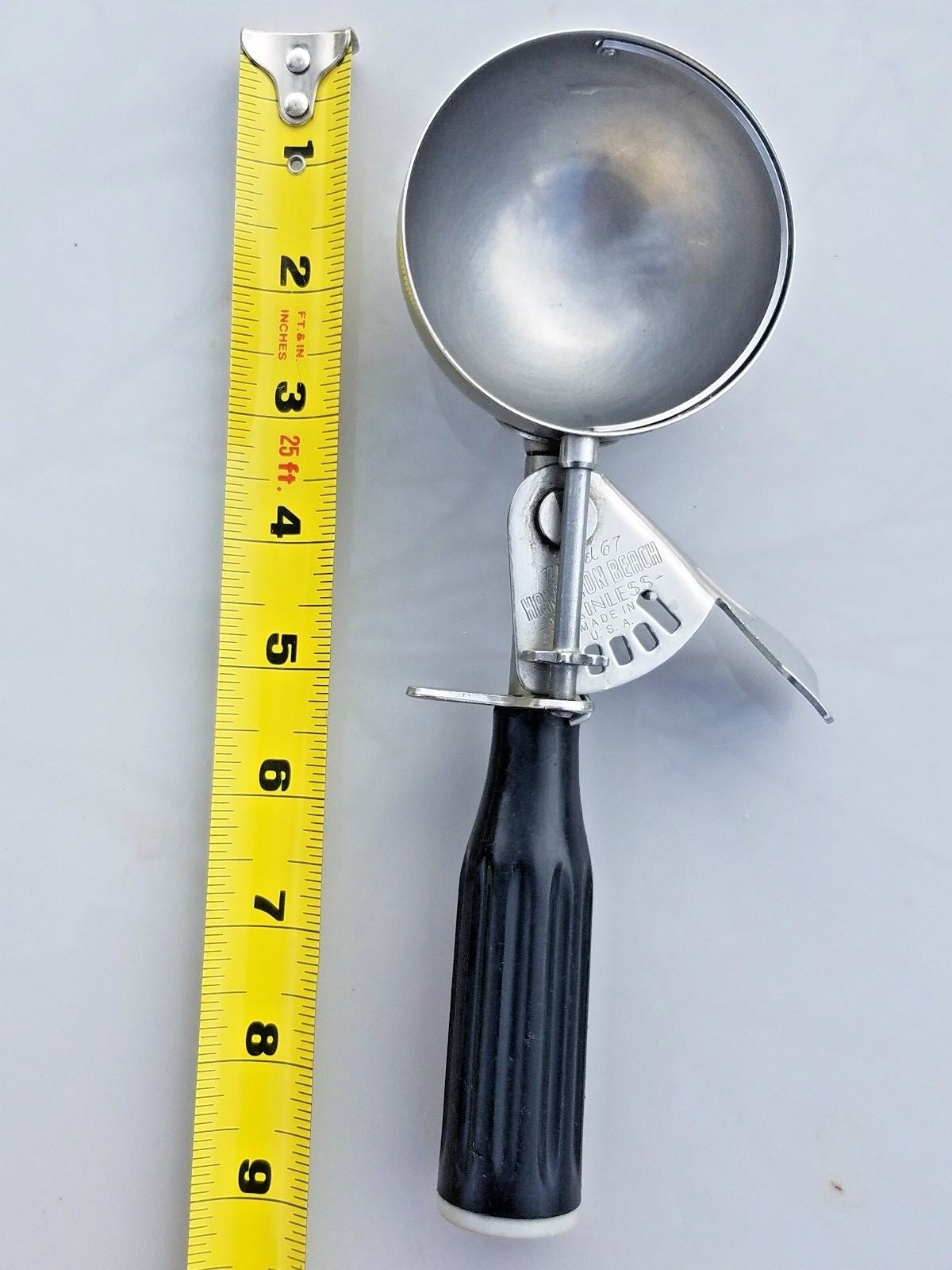 Large Retro Stainless Ice Cream Cookie Scoop Hamilton Beach 67 Made in USA WORKS