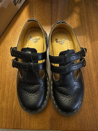 Doc Martens 12916 Mary Jane Black Leather Shoes w/Double