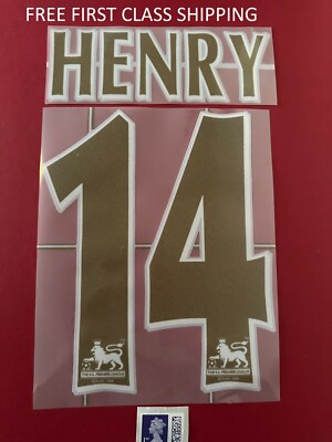 HENRY #14 2005-2006 Player Size Premier League GOLD FELT Nameset Arsenal UK Stoc