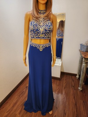 Alyce Paris Prom Dress Size 4 New Never Worn Beautiful Blue With Jewels 