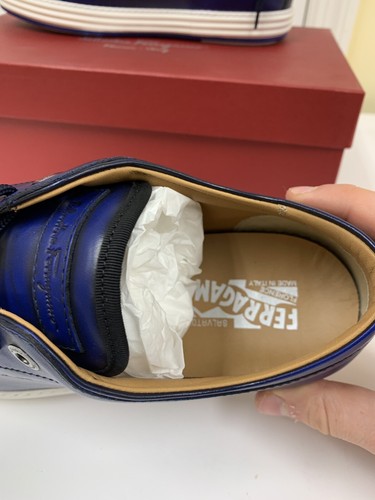 Pre-owned Ferragamo Salvatore  'newport' Royal Blue Sneakers Shoes 7 Eee $635 Lace Up