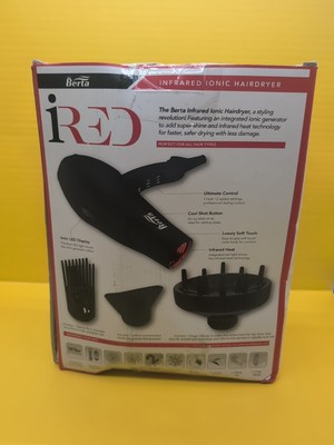 Berta Professional Hair Dryer iRed Infrared Ionic Hair Dryer 1875W 3 Attachments