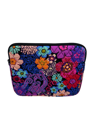 Vera Bradley E- READER TABLET SLEEVE / CASE Pink Floral, Leather Zip Tab 8x10