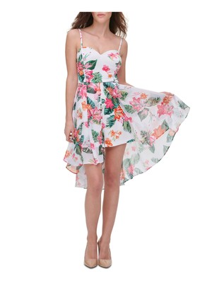 

GUESS Женские белые вшитые шорты без рукавов Midi Party Hi-Lo Dress, Белый