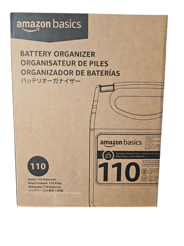 Amazon Basics Battery Organizer with Tester, 110 Batteries, Wall Mount