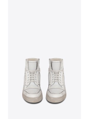 

SAINT LAURENT Женские Белые Кожаные Спортивные Кроссовки Sl24 Круглый Носок, Белый, 6106191JZ50