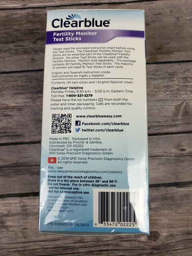 Clearblue Fertility Monitor Test Sticks 30 Tests Ovulation Test EXP 08/2017 NEW