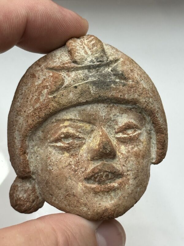 Amazing Large Pre-Columbian Pottery Face Human Head Effigy Statue Idol Doll