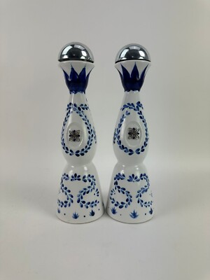 Lot Of 2 Clase Azul Reposado Tequila White And Blue Empty Bottle 750ml Rinsed